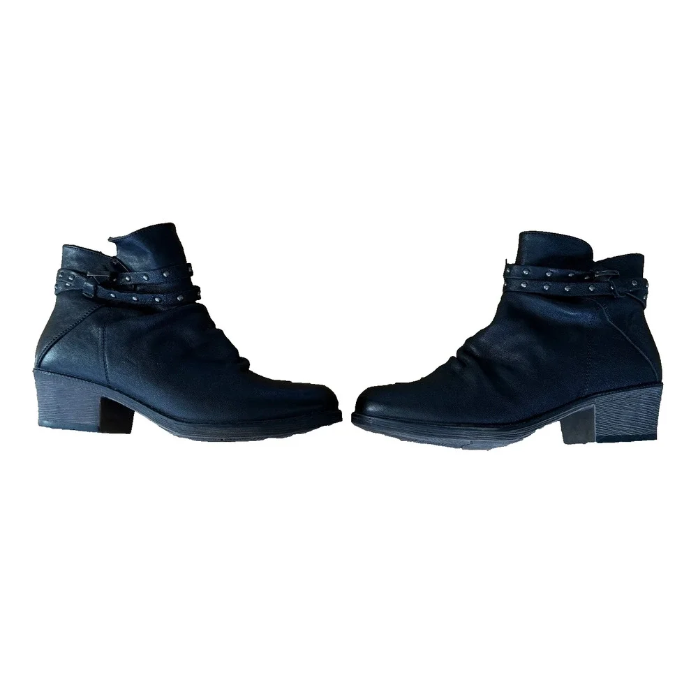 Propet Womens Black Leather Ankle Boot Roxie Bootie Size 7.5 W D WFX135L